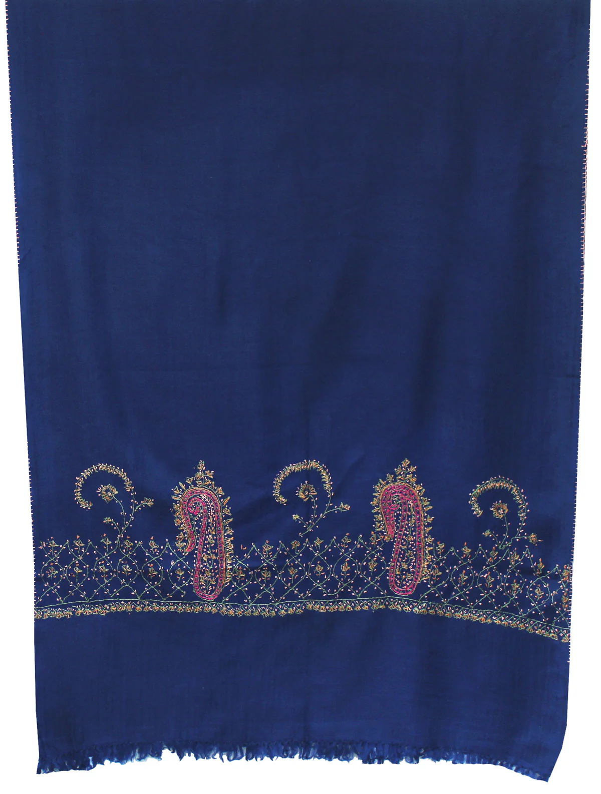 Women's Wool Indian Shawl Hand Embroidered Gift (Blue) - Image 2