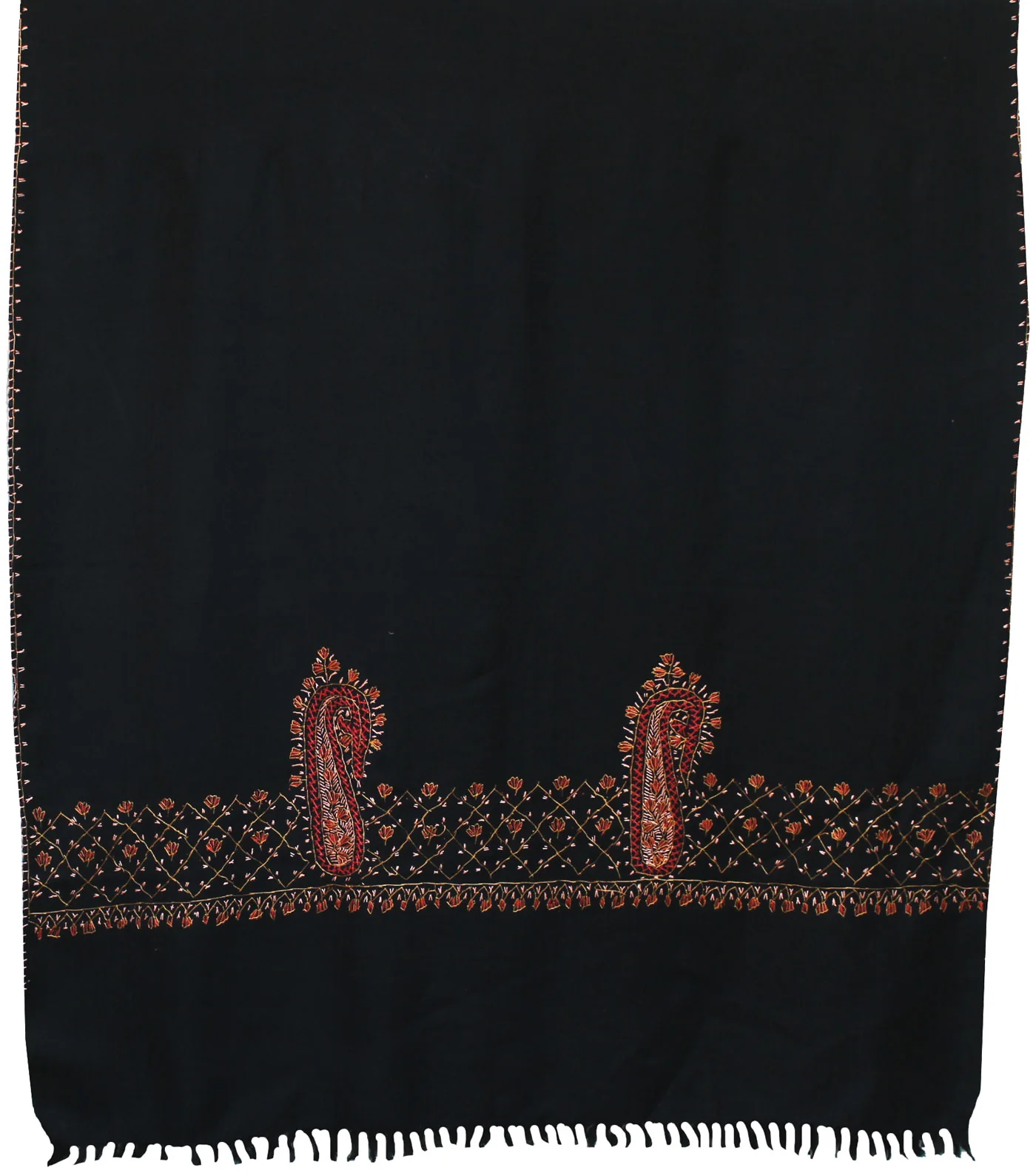 Women's Wool Indian Shawl Hand Embroidered Gift (Black) - Image 2