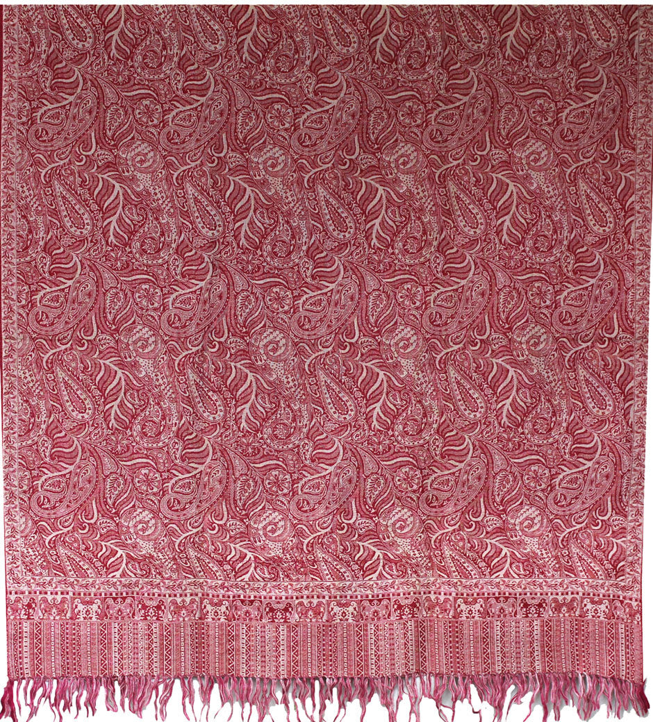 Womens Wool Jamawar Shawl Scarves Paisley Indian Clothing (82 x 42 inches) - Image 2