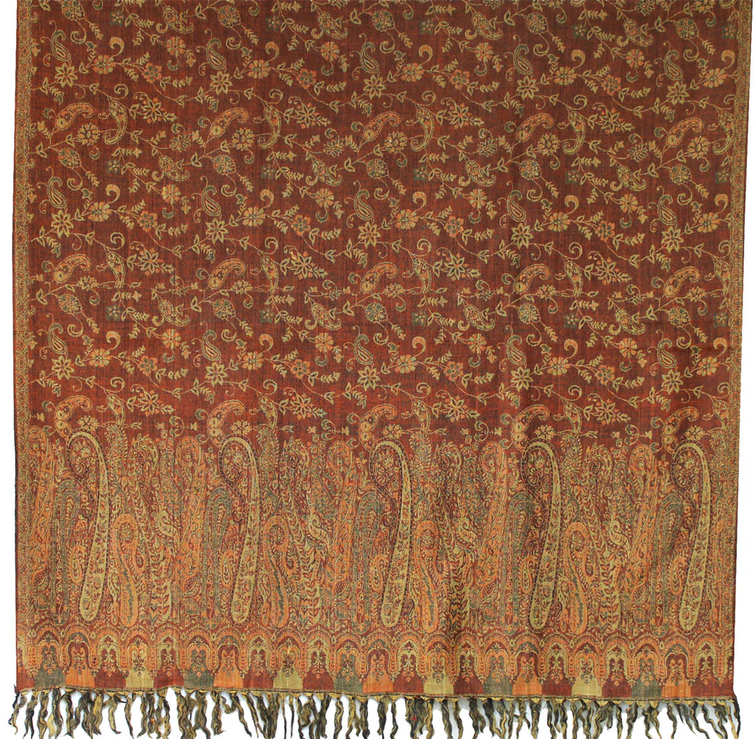 Womens Wool Jamawar Shawl Scarves Paisley Indian Clothing (82 x 42 inches) - Image 2