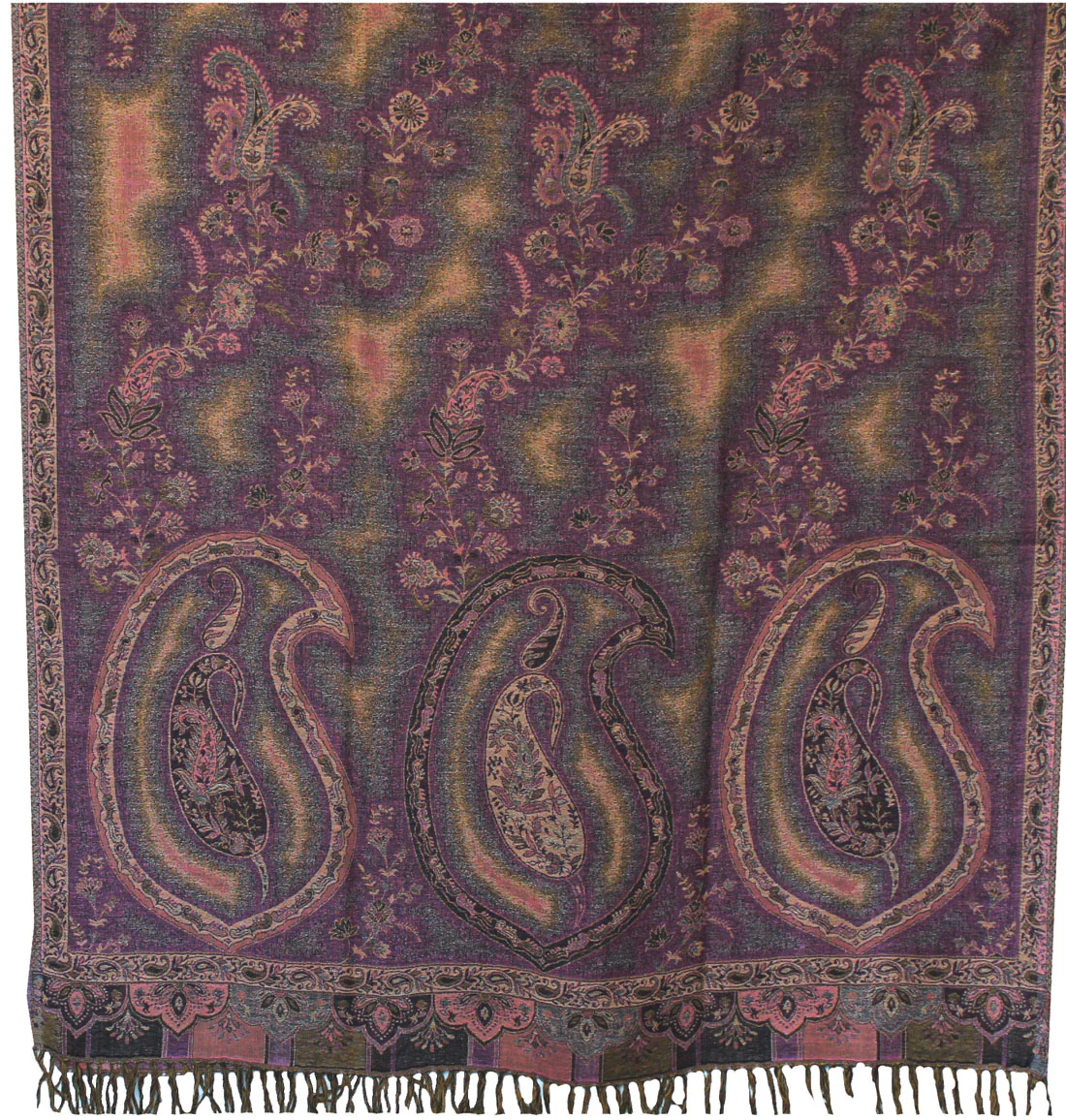 Women's Wool Jamawar Shawl Scarves Paisley Indian Clothing (82 x 42 inches) - Image 2