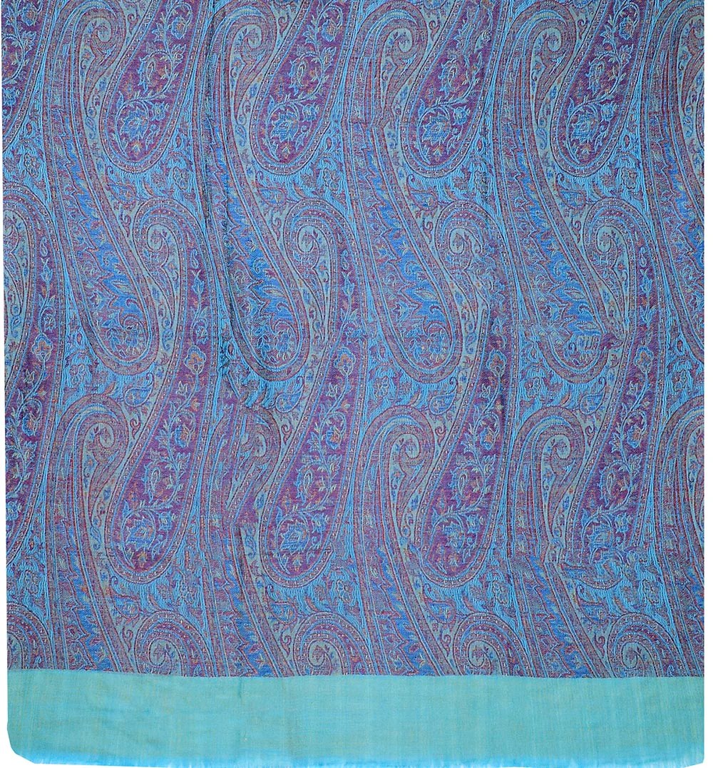 Women's Wool Shawl Paisley Indian Scarves Wraps (80 x 40 inches) - Image 2