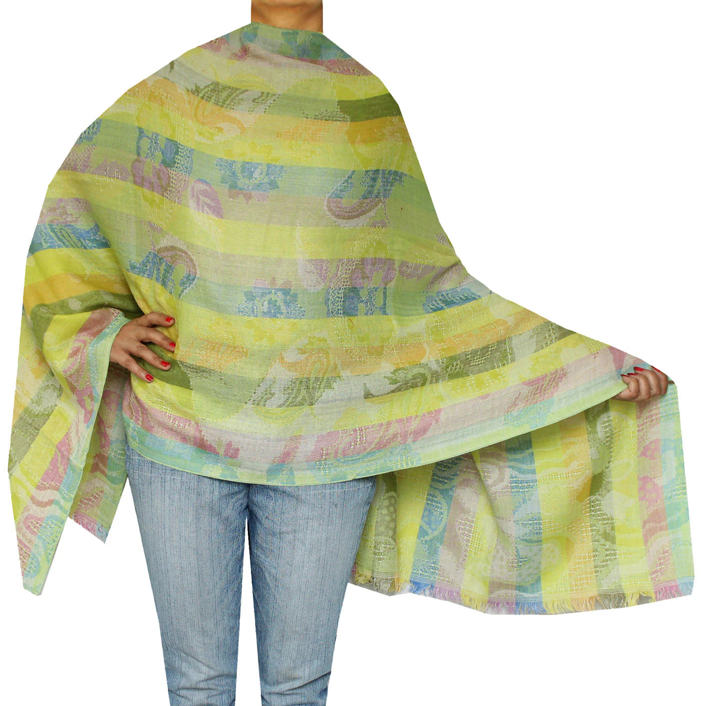 Womens Wool Shawl Scarf Gift India Clothes (76 x 26 inches)