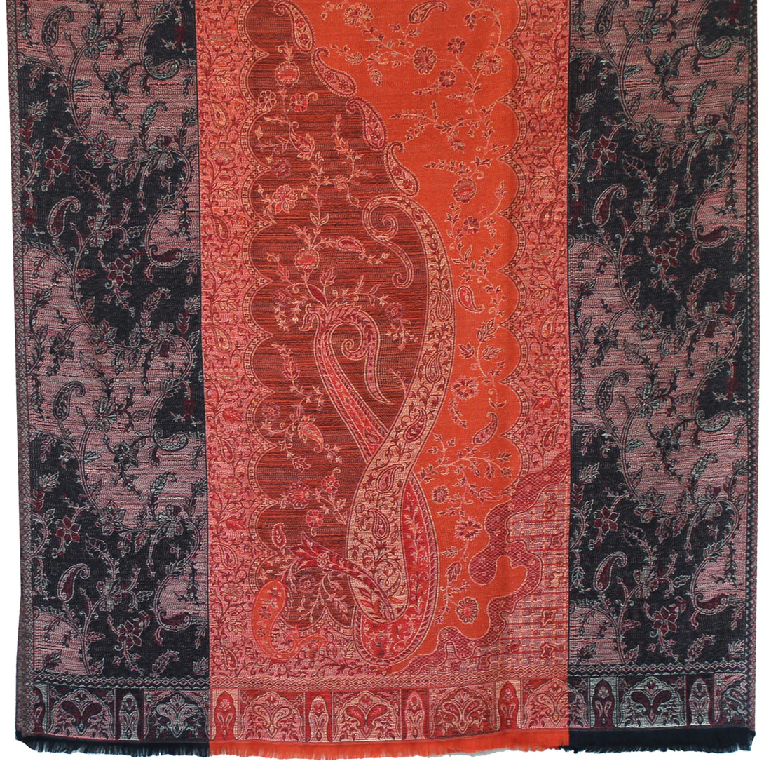 Women's Wool Shawl Scarves Paisley Indian Clothing (82 x 42 inches) - Image 2