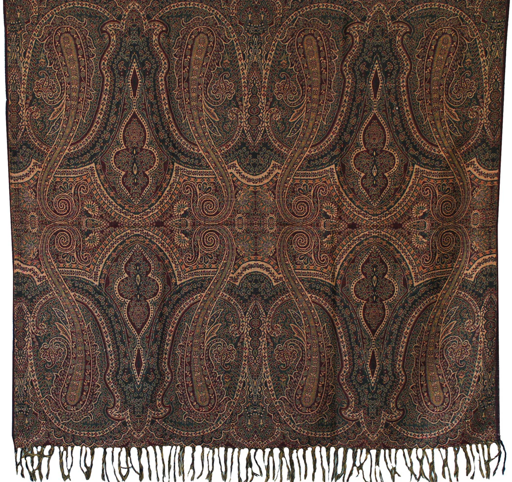Women's Wool Shawl Scarves Paisley Indian Clothing (82 x 42 inches) - Image 2