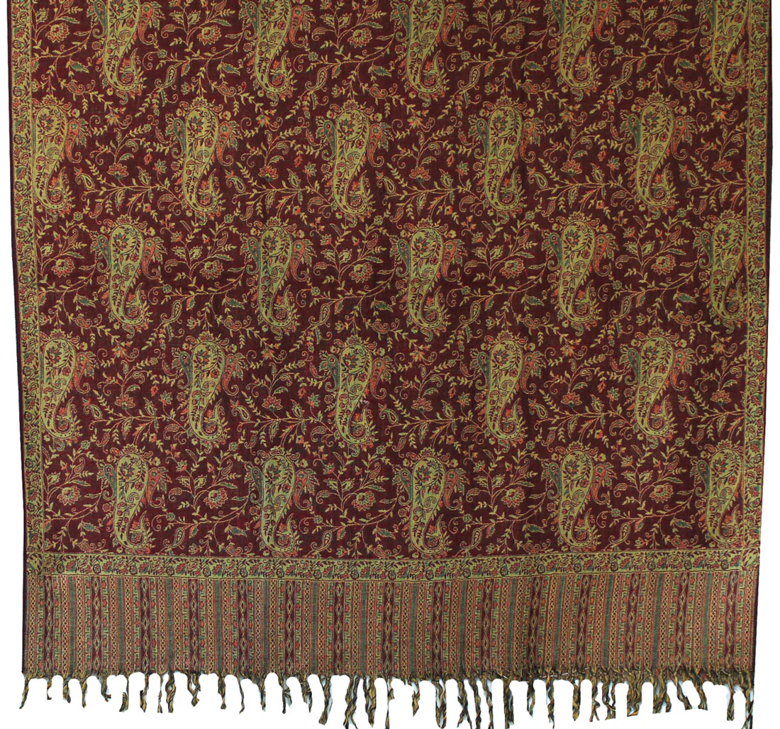 Women's Wool Shawl Scarves Paisley Indian Clothing (82 x 42 inches) - Image 2