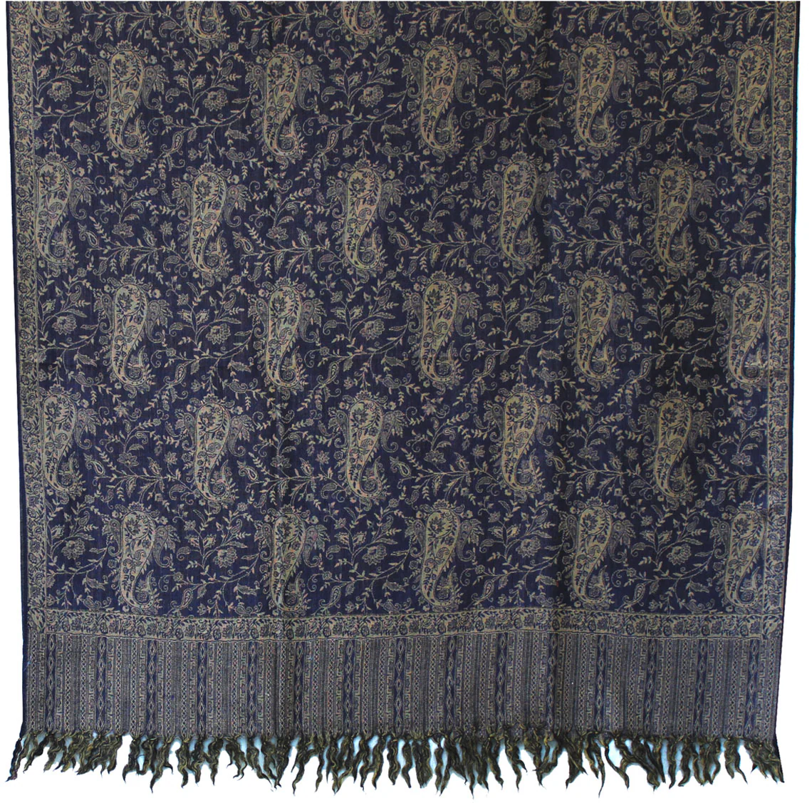 Wool Shawl Paisley Wrap Women's Gift India Clothing (82 x 42 inches) - Image 2