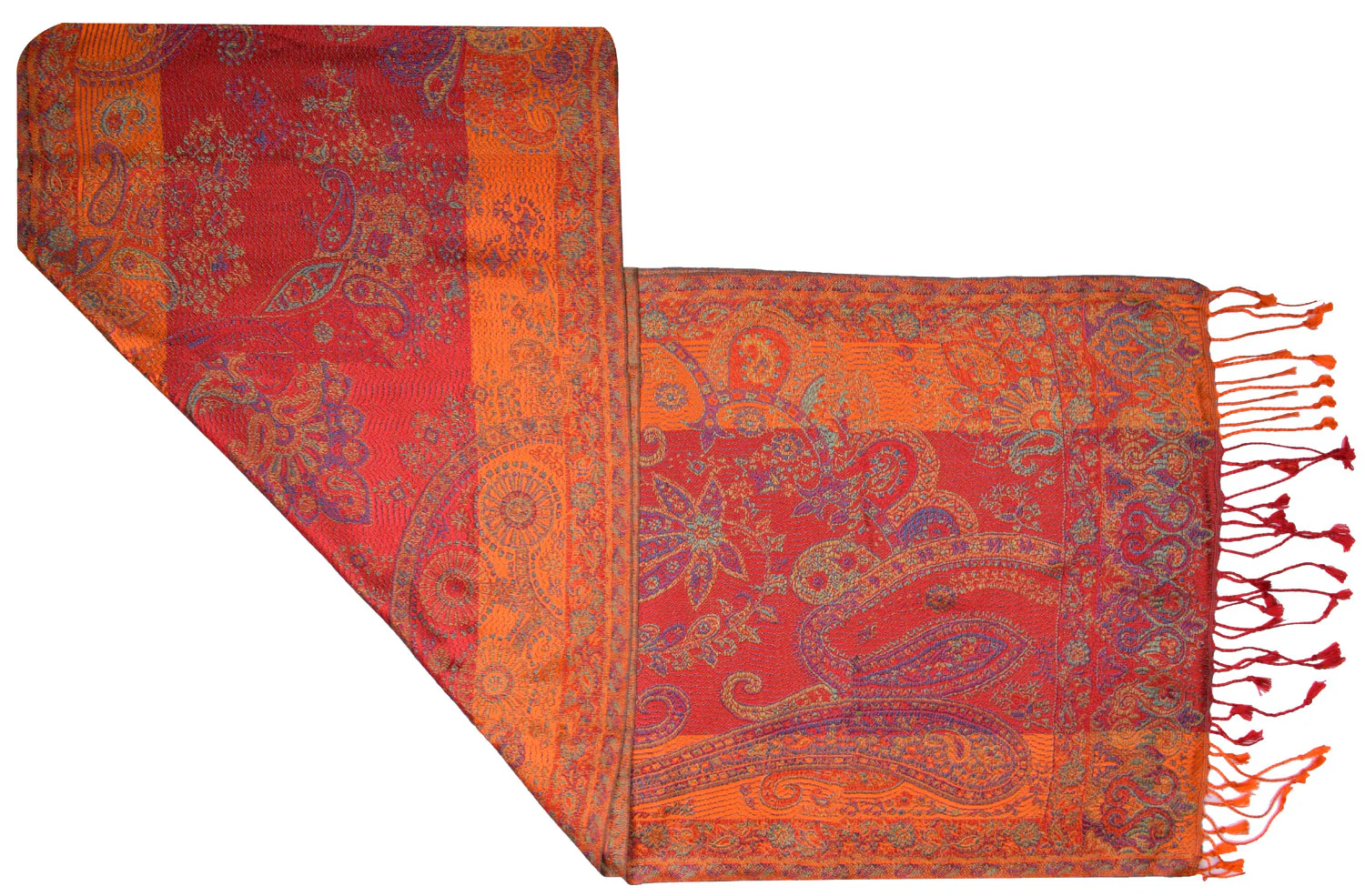 Wool Silk Paisley Muffler Gift India Clothes Accessory (64 x 13 inches) - Image 2