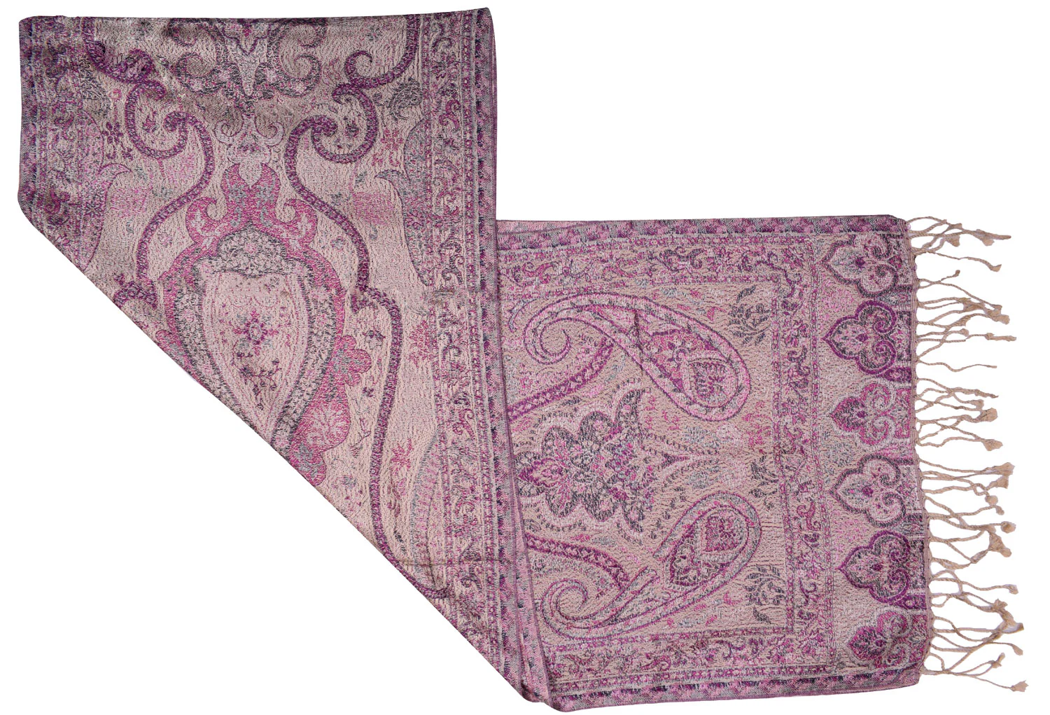 Wool Silk Paisley Scarf Unisex Men's Women's Gift Muffler India (64 x 13 inches) - Image 2